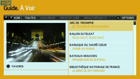 In-game screen of the game Passport to Paris on Sony PSP