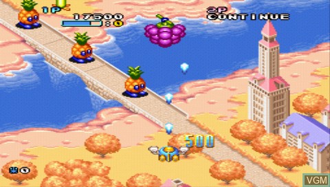 In-game screen of the game TwinBee Portable on Sony PSP
