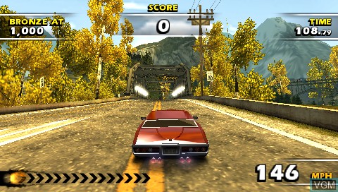 In-game screen of the game Burnout Dominator on Sony PSP
