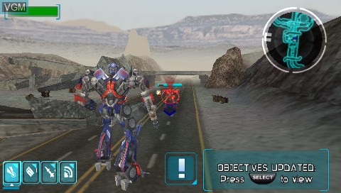 In-game screen of the game Transformers - The Game on Sony PSP