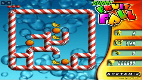 In-game screen of the game Super Fruit Fall on Sony PSP