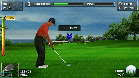 In-game screen of the game Tiger Woods PGA Tour 08 on Sony PSP