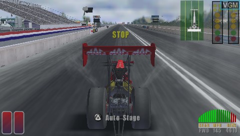 In-game screen of the game NHRA - Countdown to the Championship 2007 on Sony PSP