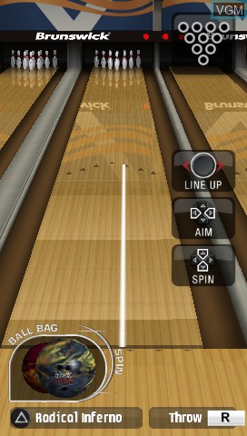 In-game screen of the game Brunswick Pro Bowling on Sony PSP