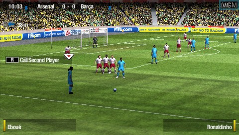 In-game screen of the game FIFA 08 on Sony PSP