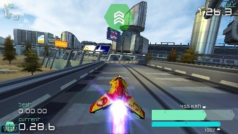 In-game screen of the game Wipeout Pulse on Sony PSP