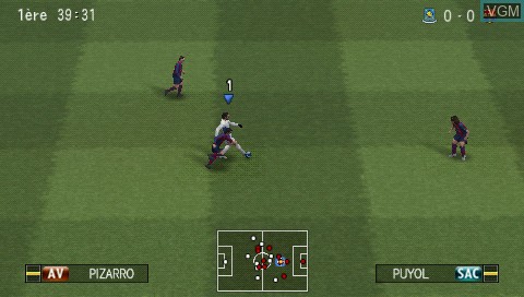 In-game screen of the game Pro Evolution Soccer 2008 on Sony PSP