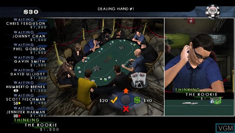 In-game screen of the game World Series of Poker 2008 - Battle for the Bracelets on Sony PSP
