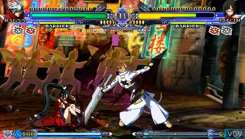 In-game screen of the game BlazBlue - Continuum Shift II on Sony PSP