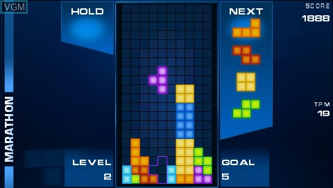 In-game screen of the game Tetris on Sony PSP