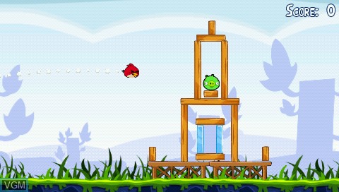 In-game screen of the game Angry Birds on Sony PSP