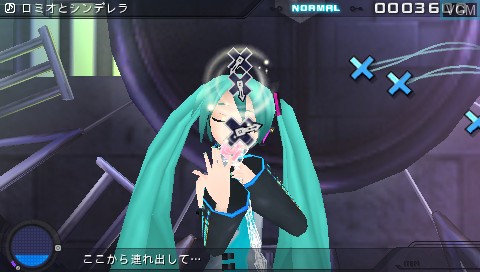In-game screen of the game Hatsune Miku - Project Diva 2nd on Sony PSP