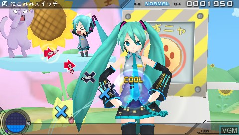In-game screen of the game Hatsune Miku - Project Diva Extend on Sony PSP