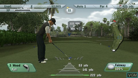 In-game screen of the game Tiger Woods PGA Tour 09 on Sony PSP
