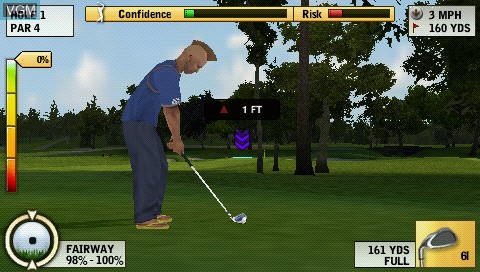 In-game screen of the game Tiger Woods PGA Tour 10 on Sony PSP