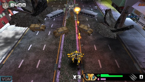 In-game screen of the game Transformers - Revenge of the Fallen on Sony PSP