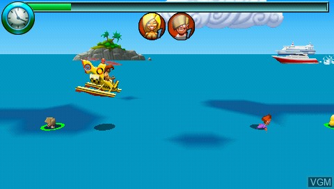 In-game screen of the game Beach Buzzin' Chopper on Sony PSP