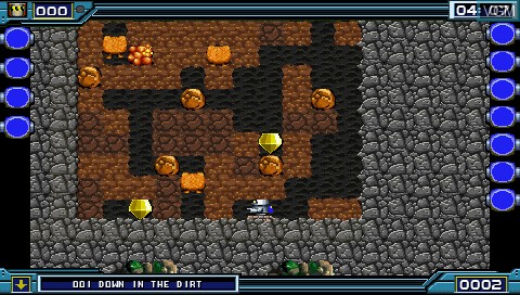 In-game screen of the game Crystal Mines on Sony PSP