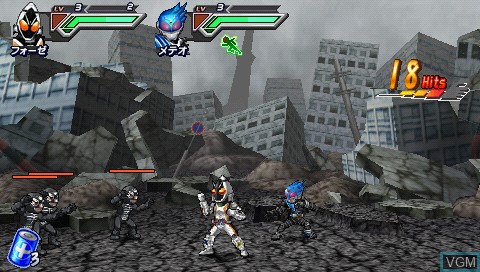 In-game screen of the game All Kamen Rider - Rider Generation 2 on Sony PSP