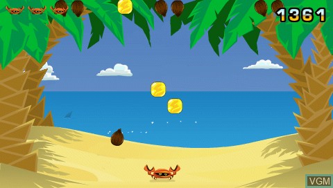 In-game screen of the game Coconut Dodge on Sony PSP