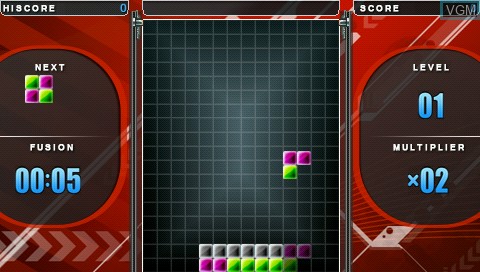 In-game screen of the game Block Cascade Fusion on Sony PSP