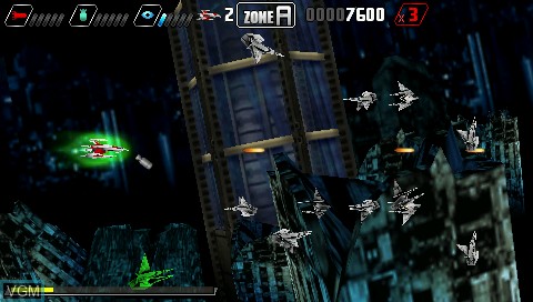 In-game screen of the game Dariusburst on Sony PSP
