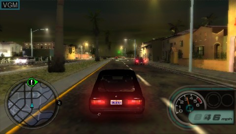 In-game screen of the game Midnight Club - LA Remix on Sony PSP