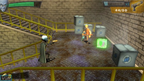In-game screen of the game Megamind - The Blue Defender on Sony PSP