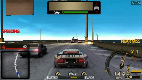 In-game screen of the game Need for Speed Undercover on Sony PSP