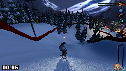 In-game screen of the game Shaun White Snowboarding on Sony PSP