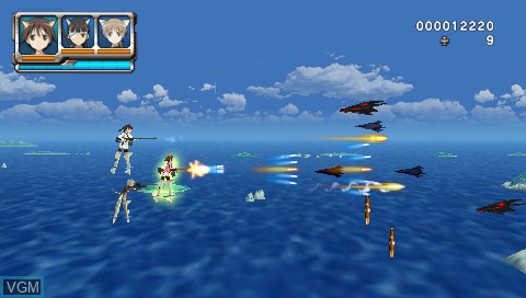 In-game screen of the game Strike Witches - Hakugin no Tsubasa on Sony PSP