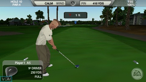 In-game screen of the game Tiger Woods PGA Tour on Sony PSP