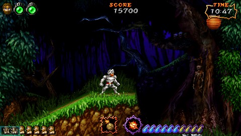In-game screen of the game Ultimate Ghosts 'n Goblins on Sony PSP