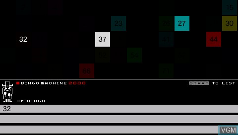 In-game screen of the game Bingo Mashin on Sony PSP