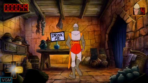 In-game screen of the game Dragon's Lair on Sony PSP
