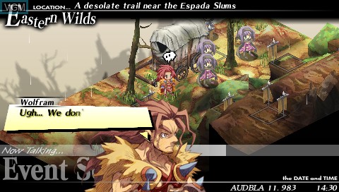 In-game screen of the game Gungnir on Sony PSP