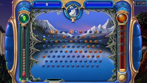 In-game screen of the game Peggle on Sony PSP