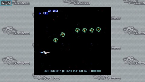 In-game screen of the game Gradius II - Gofer no Yabou on Sony PSP