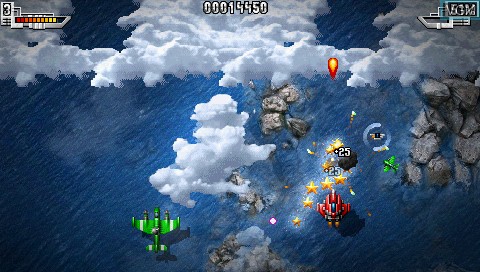 In-game screen of the game Sky Force on Sony PSP
