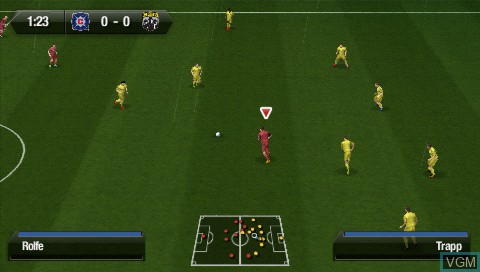 In-game screen of the game FIFA 14 on Sony PSP