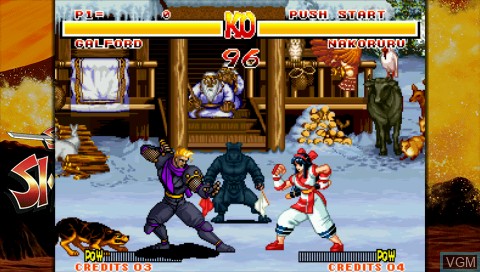 In-game screen of the game Samurai Shodown on Sony PSP