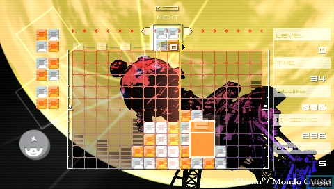 In-game screen of the game Lumines on Sony PSP