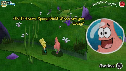 In-game screen of the game SpongeBob Squarepants - The Yellow Avenger on Sony PSP
