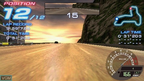 In-game screen of the game Ridge Racers 2 on Sony PSP