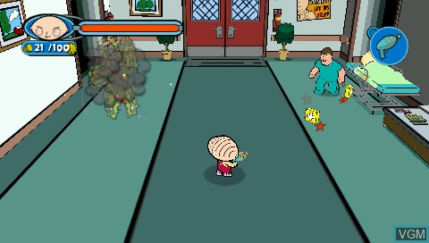 In-game screen of the game Family Guy on Sony PSP