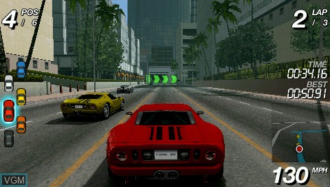 In-game screen of the game Ford Bold Moves Street Racing on Sony PSP
