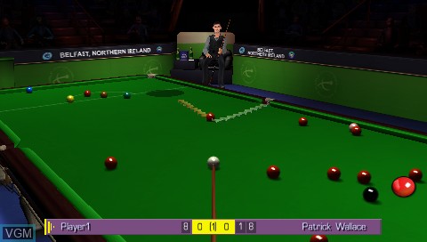 In-game screen of the game World Snooker Challenge 2007 on Sony PSP