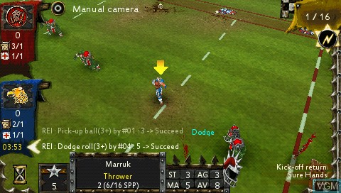 In-game screen of the game Blood Bowl on Sony PSP