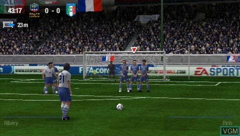 In-game screen of the game FIFA 10 on Sony PSP