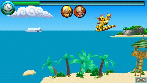 In-game screen of the game Beach Buzzin' Chopper on Sony PSP